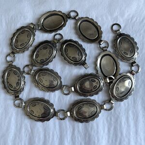 Southwest Boho Silver Tone Oval Link Belt